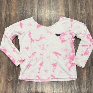 PINK Victoria’s Secret Tie Dye Long Sleeve Tee Love Pink Logo Size Small